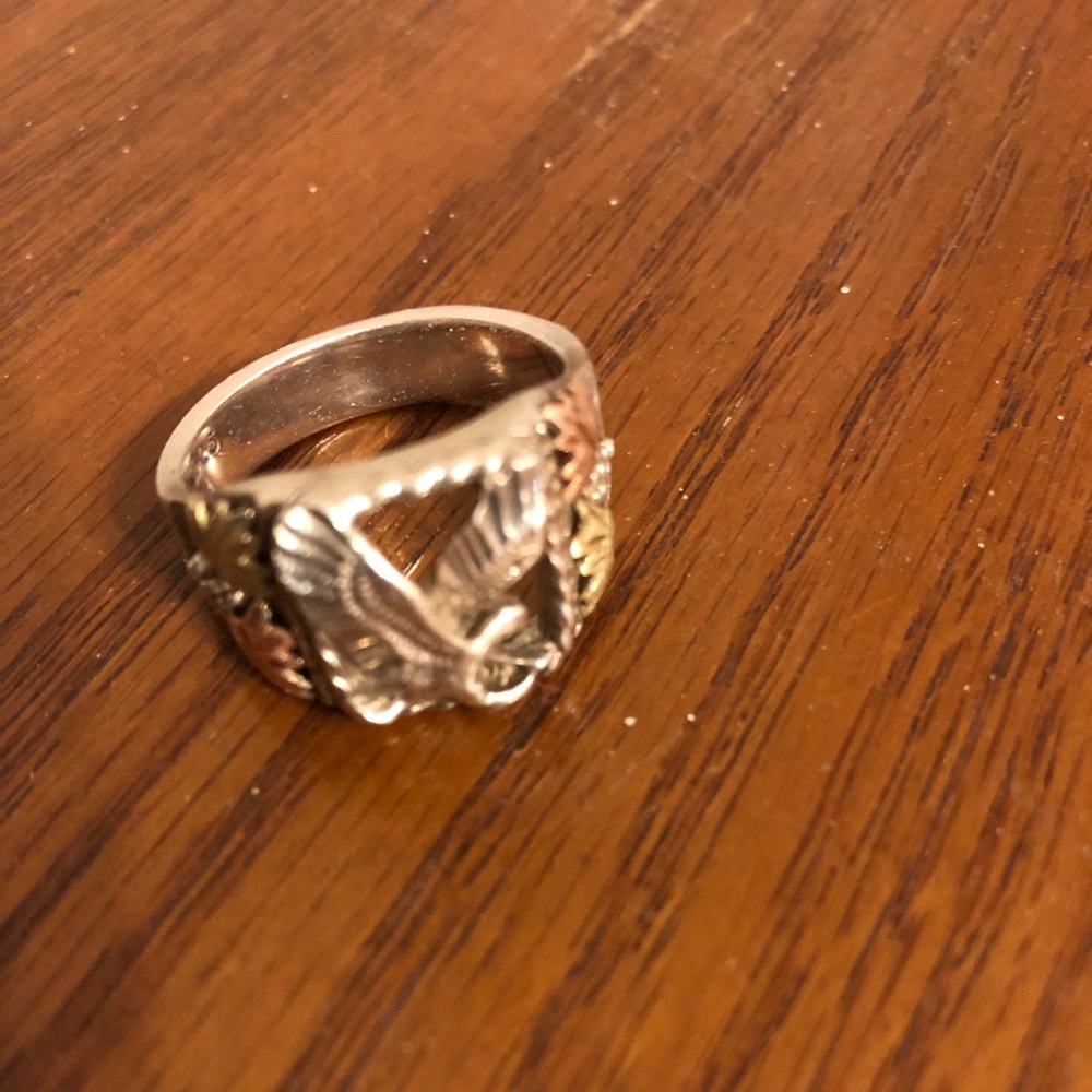 Sterling and Black Hills Gold Eagle Ring